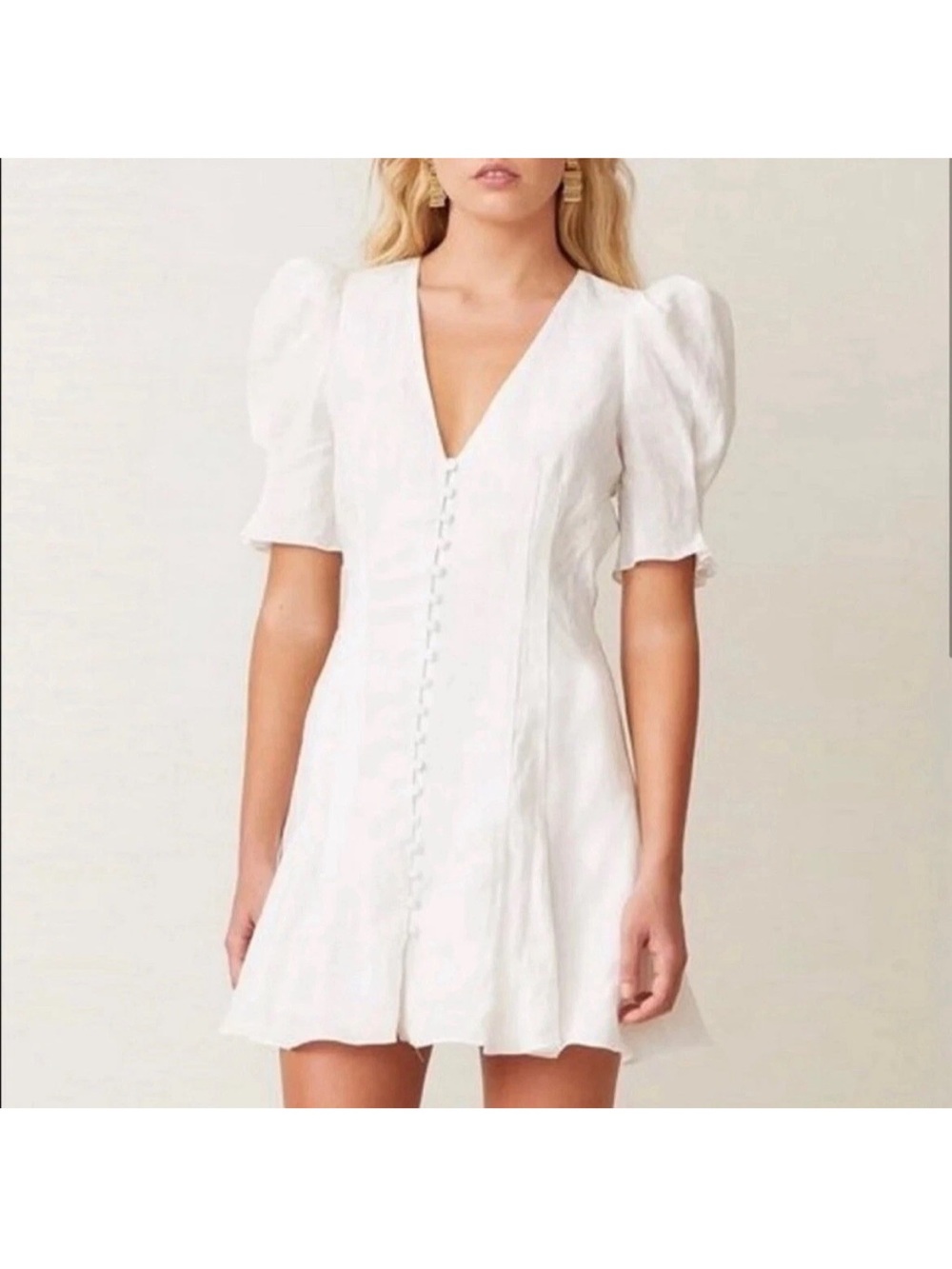 Parker White Linen Blend Mini Dress 2 Romantic Fit Flare Cottage Coquette Bridal